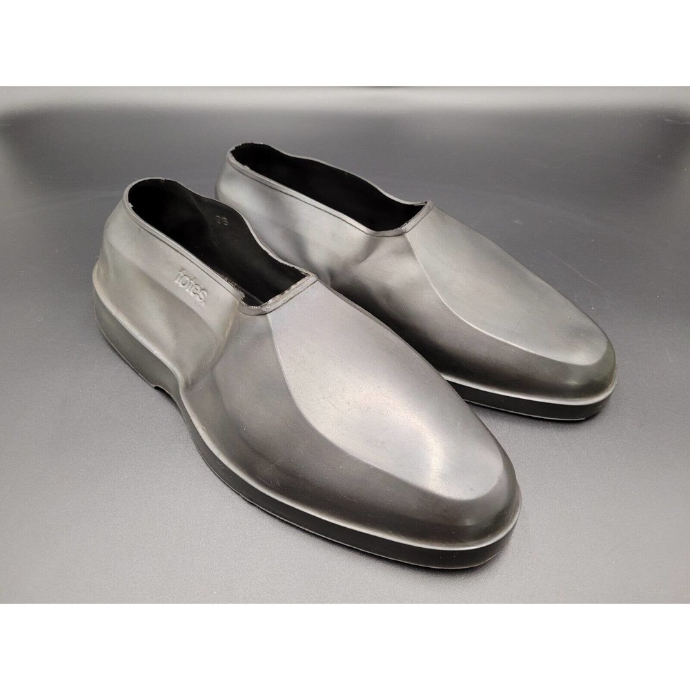 Totes Men's Rubber Shoe Covers Sz Small Black Slip On Galoshes Rain Snow